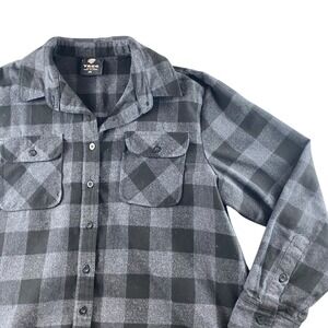 Yago Mens XXL Buffalo Plaid Flannel Shirt Grey Black Long Sleeve Button Down